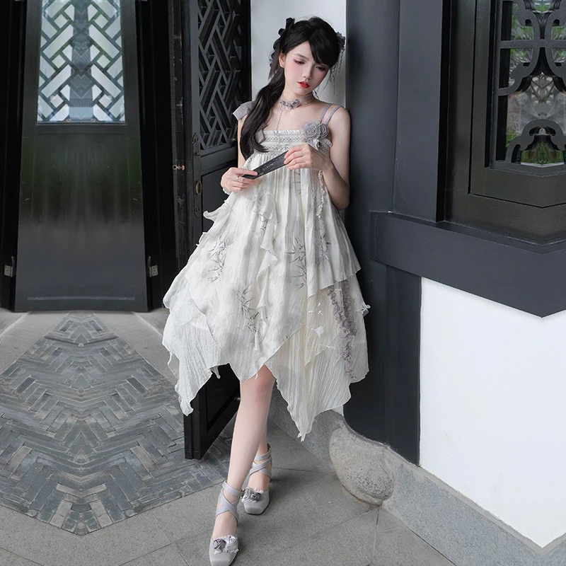 【竹意·竹枝词】WPx白昼集联名 新中式国风竹影印花洛丽塔连衣裙夏