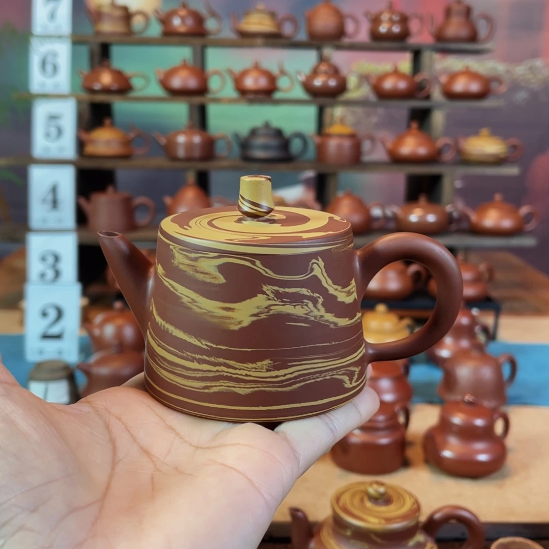 茶壶紫砂南潮州手工手拉绞泥汉瓦壶