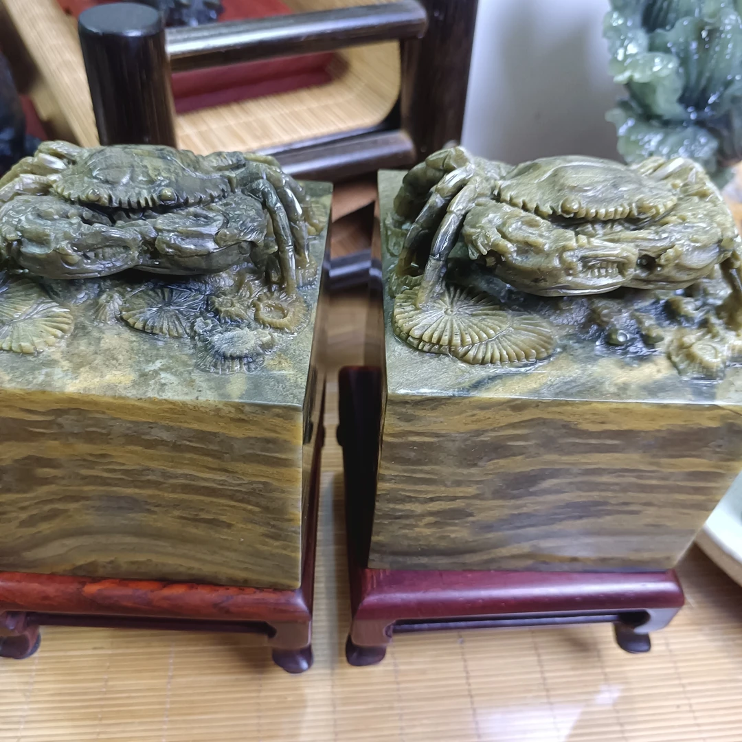 莱州玉雕—八方来财大印（一对）