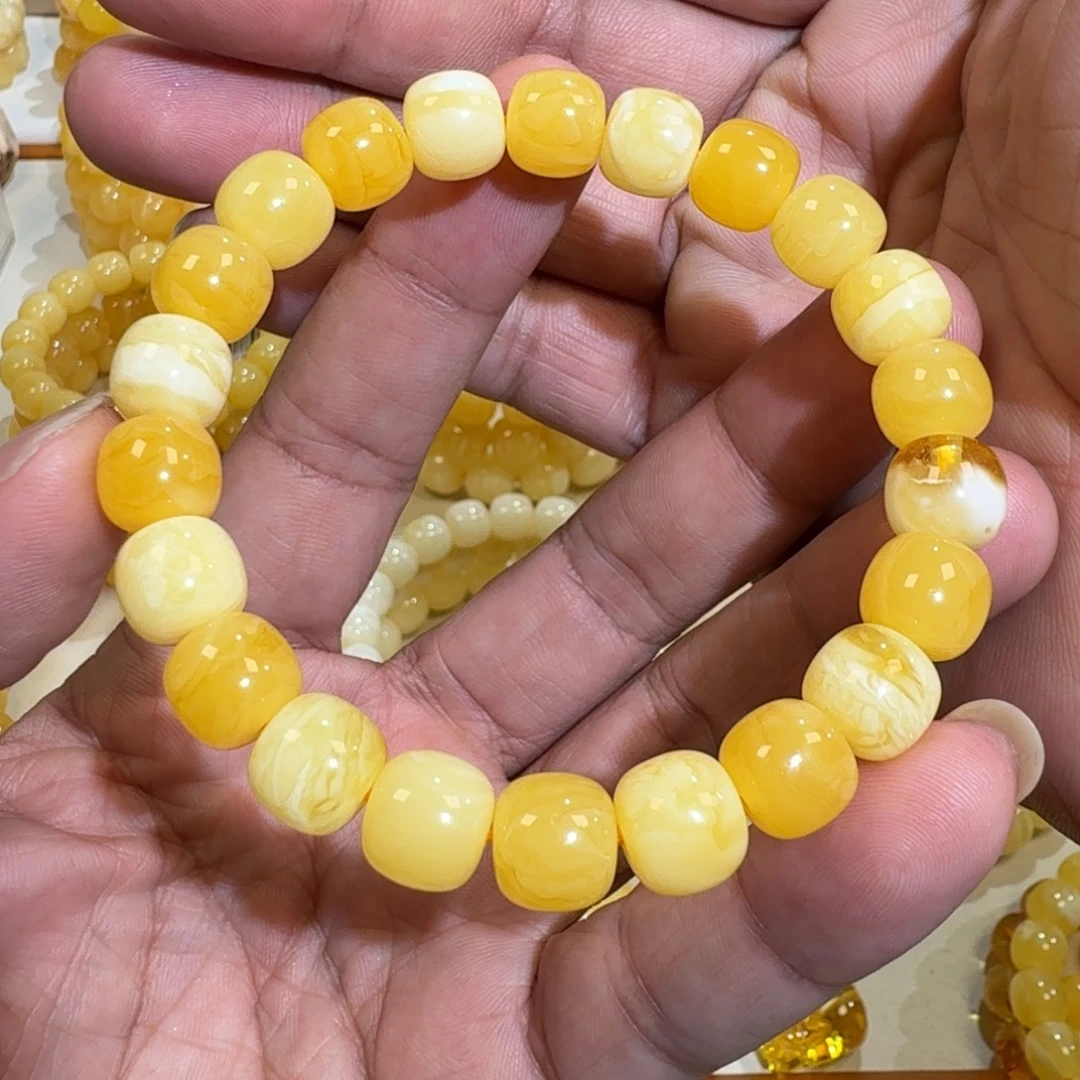 琥珀未镶嵌珠宝奇石10m焦皮老型多宝手串13.49