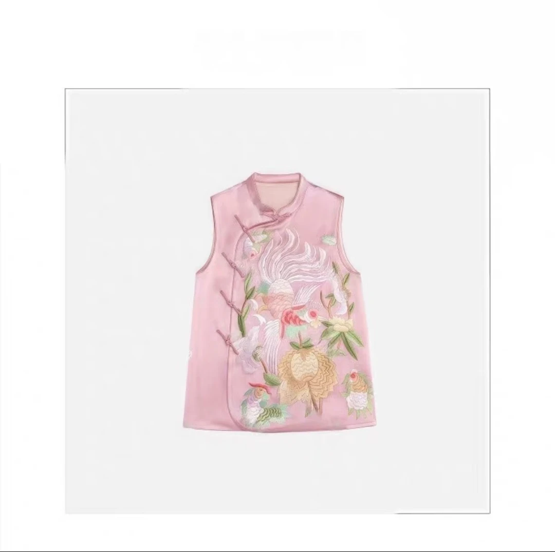 1350新中式国风女装重工刺绣醋酸上衣无袖