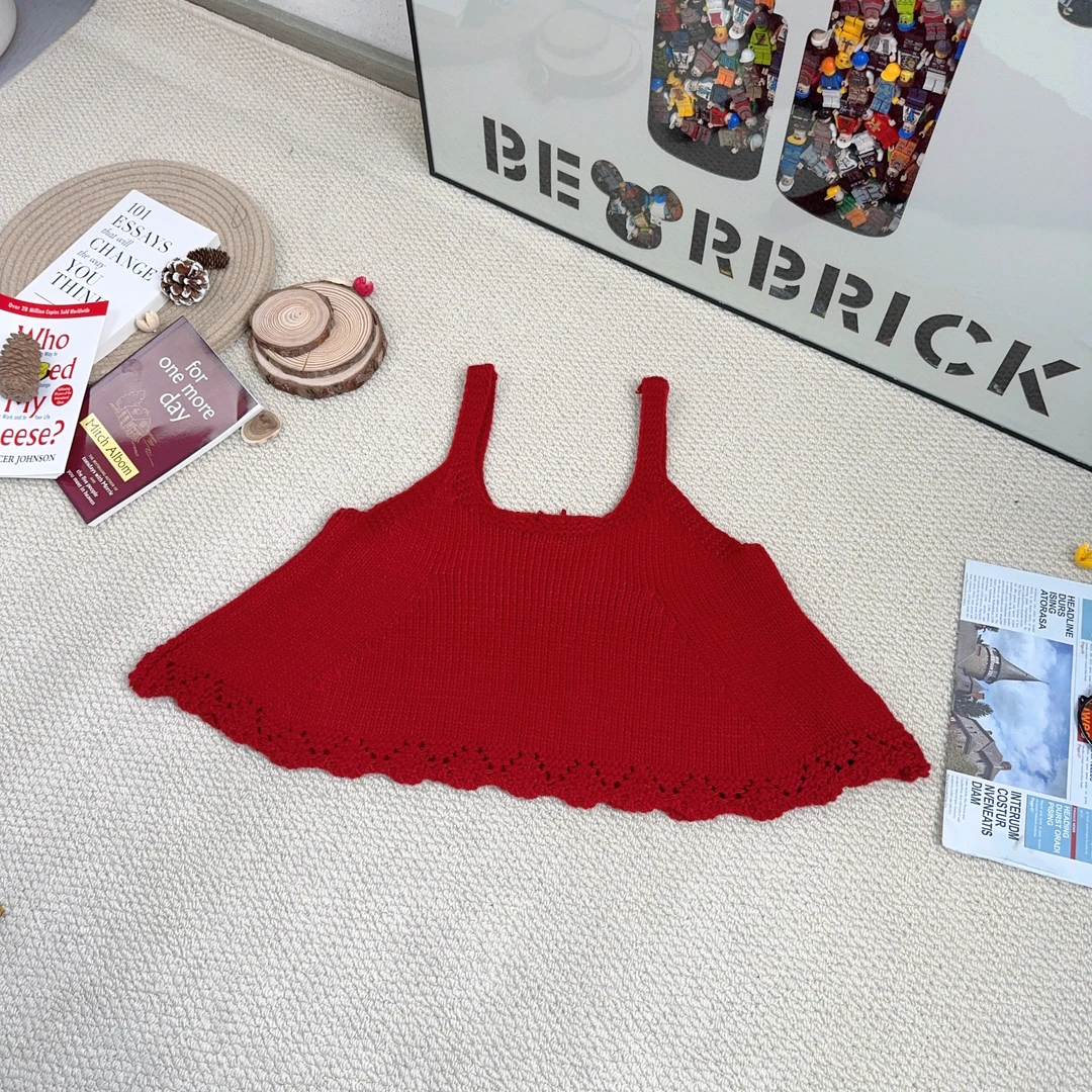 2025早春新款宽松百搭时尚纯色针织毛衣吊带背心8767