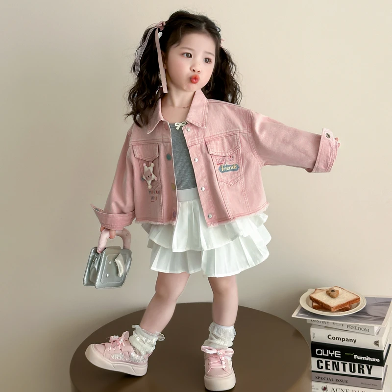 女童牛仔外套2025新款儿童春秋装韩版洋气女宝宝春季时髦夹克上衣