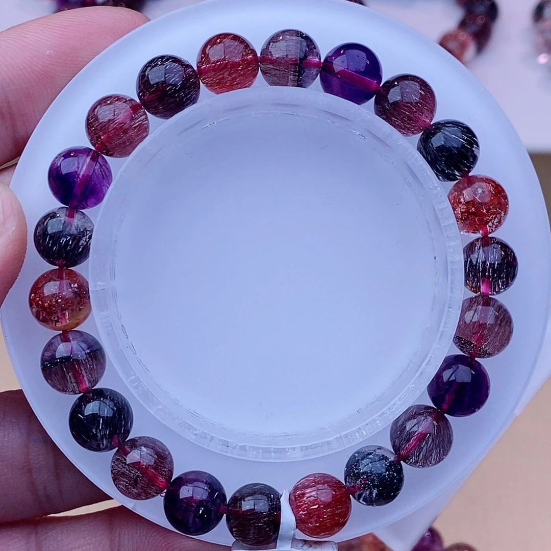 未镶嵌手链水晶黑加仑超七8m+