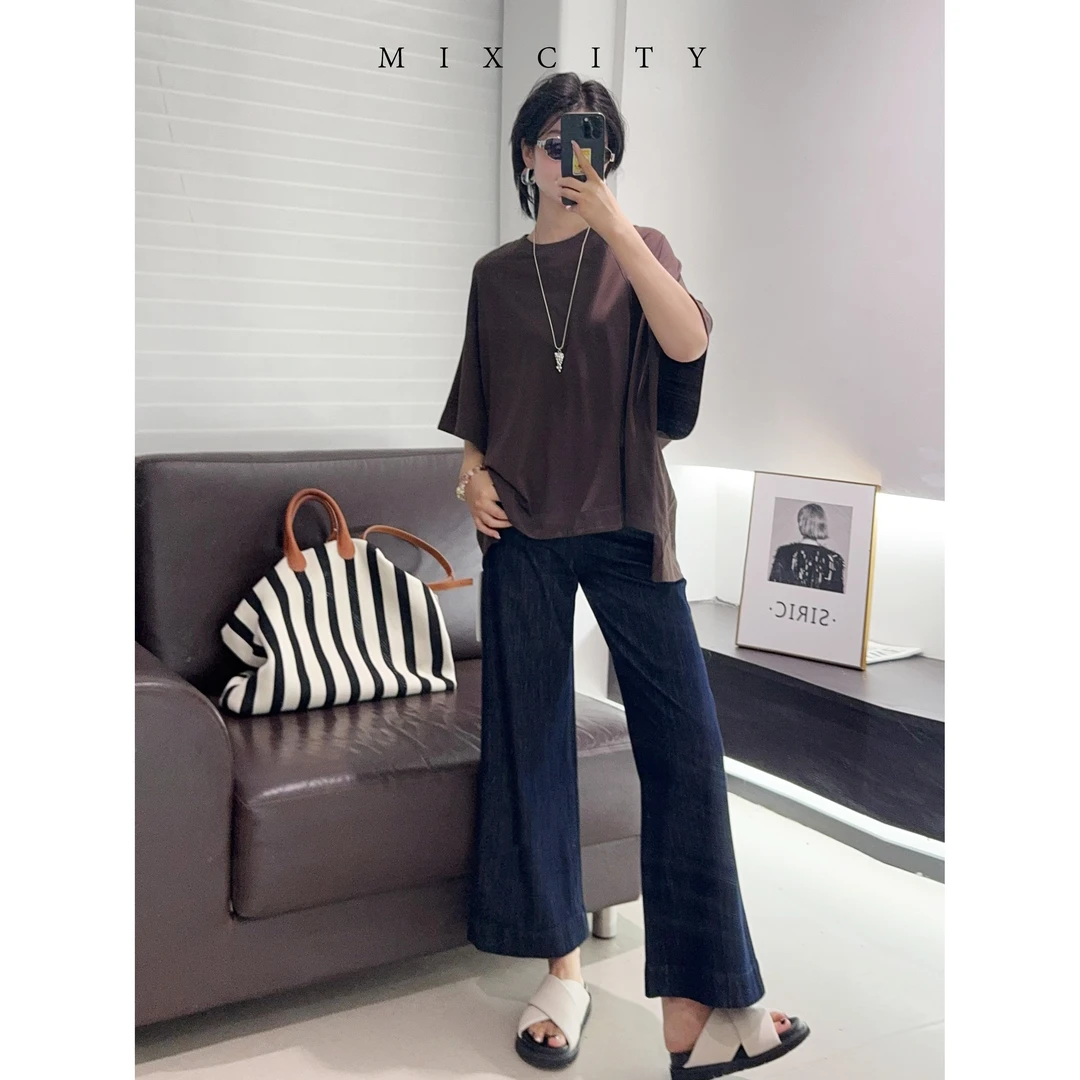 【亚楠本楠】万众期待◆超宽松慵懒风五分袖蝙蝠衫遮肉老钱T恤7977