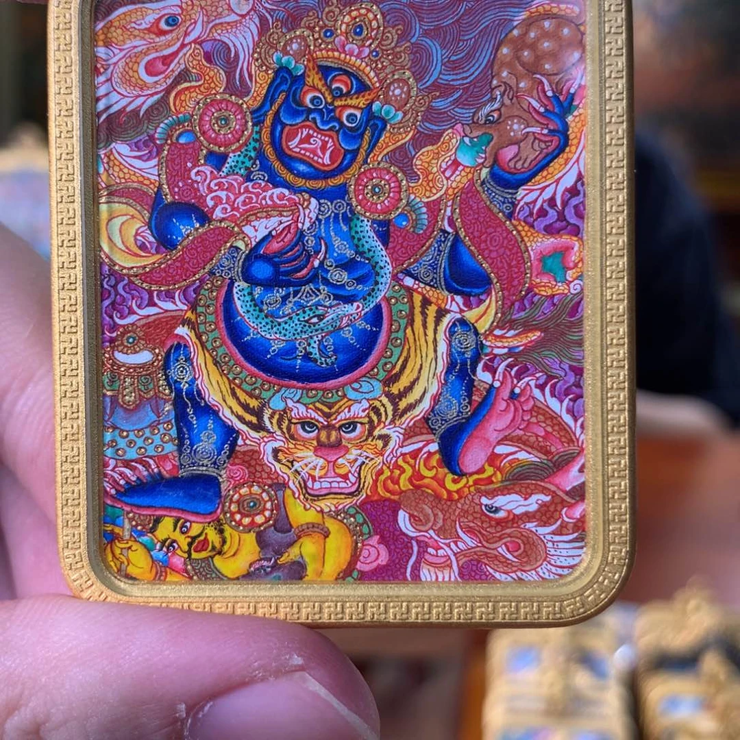吊坠多**解热贡纯手绘唐卡黑财神
