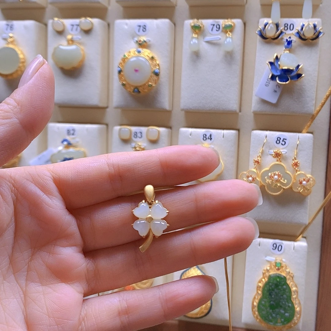 和田玉银S925镶嵌颈饰