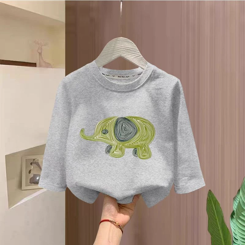 男女童卡通纯棉印花儿童休闲袖T恤长袖打底衫春秋百搭上衣潮流ins