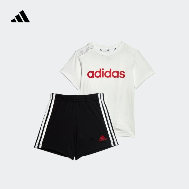 阿迪达斯官方儿童装男婴童夏季舒适运动圆领T恤套装adidas HR5890