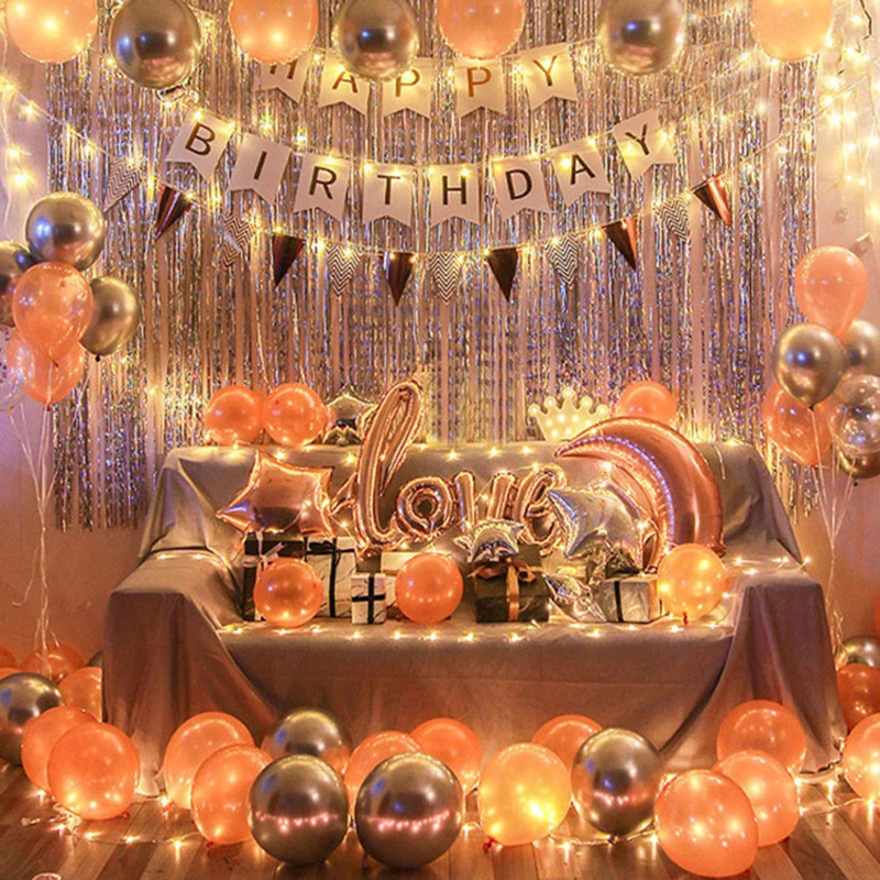 成人儿童生日气球装饰周岁宴背景墙布置网红ins生日快乐气球批发