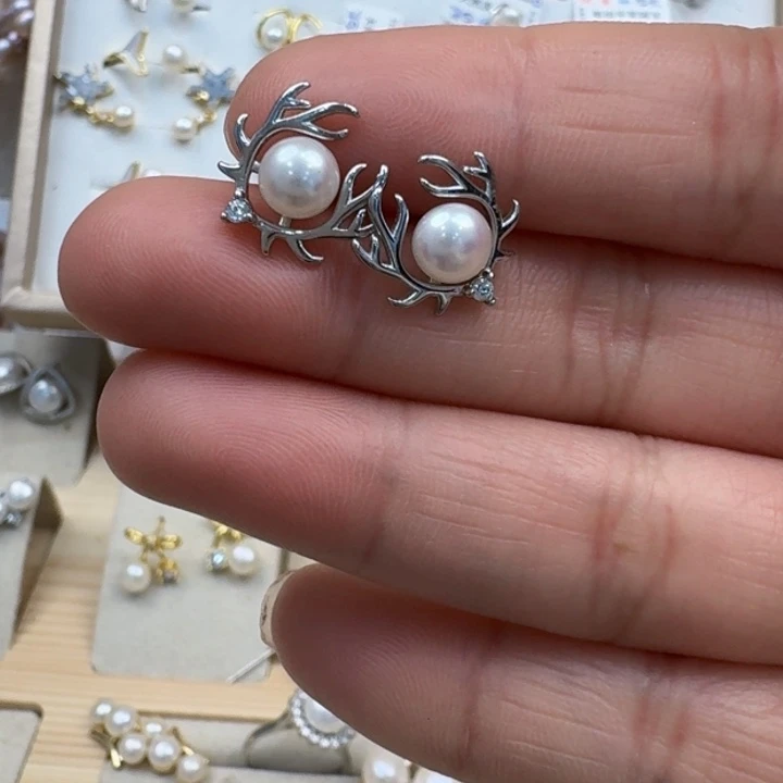 淡水珍珠耳饰银S925镶嵌