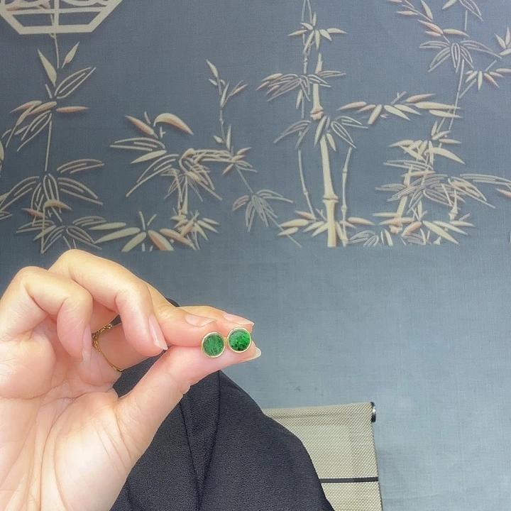 翡翠银S925镶嵌耳钉特价