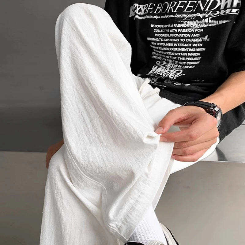 棉麻裤子男夏季薄款纯棉休闲裤2025新款阔腿运动裤男士亚麻直筒裤