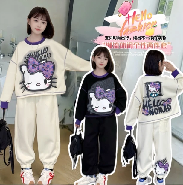 女童秋季卡通运动套装2025秋季新款韩系卡通时尚大涂鸦休闲两件套