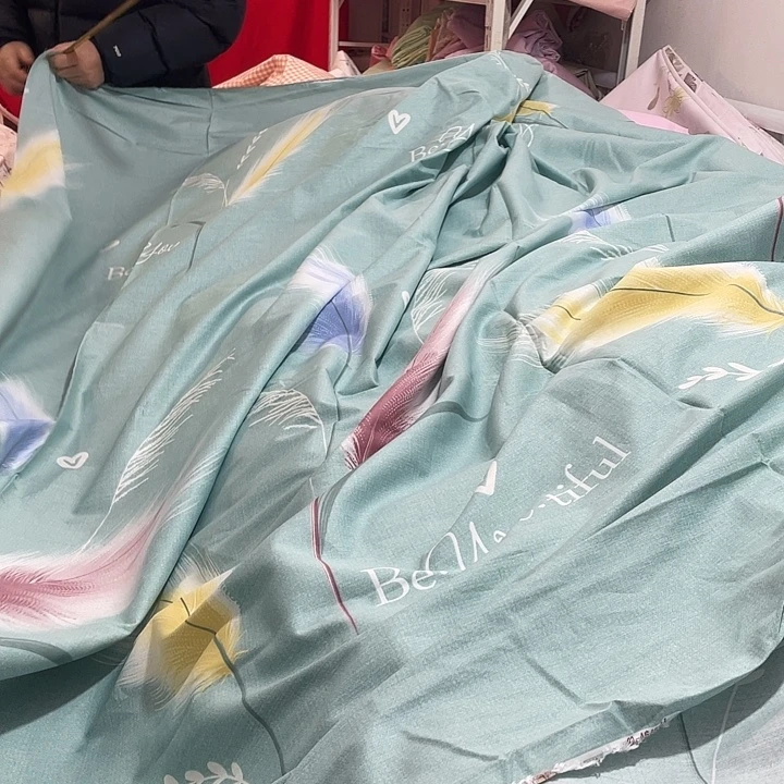 棉纯棉斜纹绿色大羽毛4米