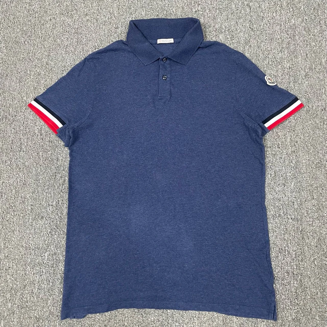 95新 MONCLER 12306260  蓝色徽标logo短袖Polo衫 M码