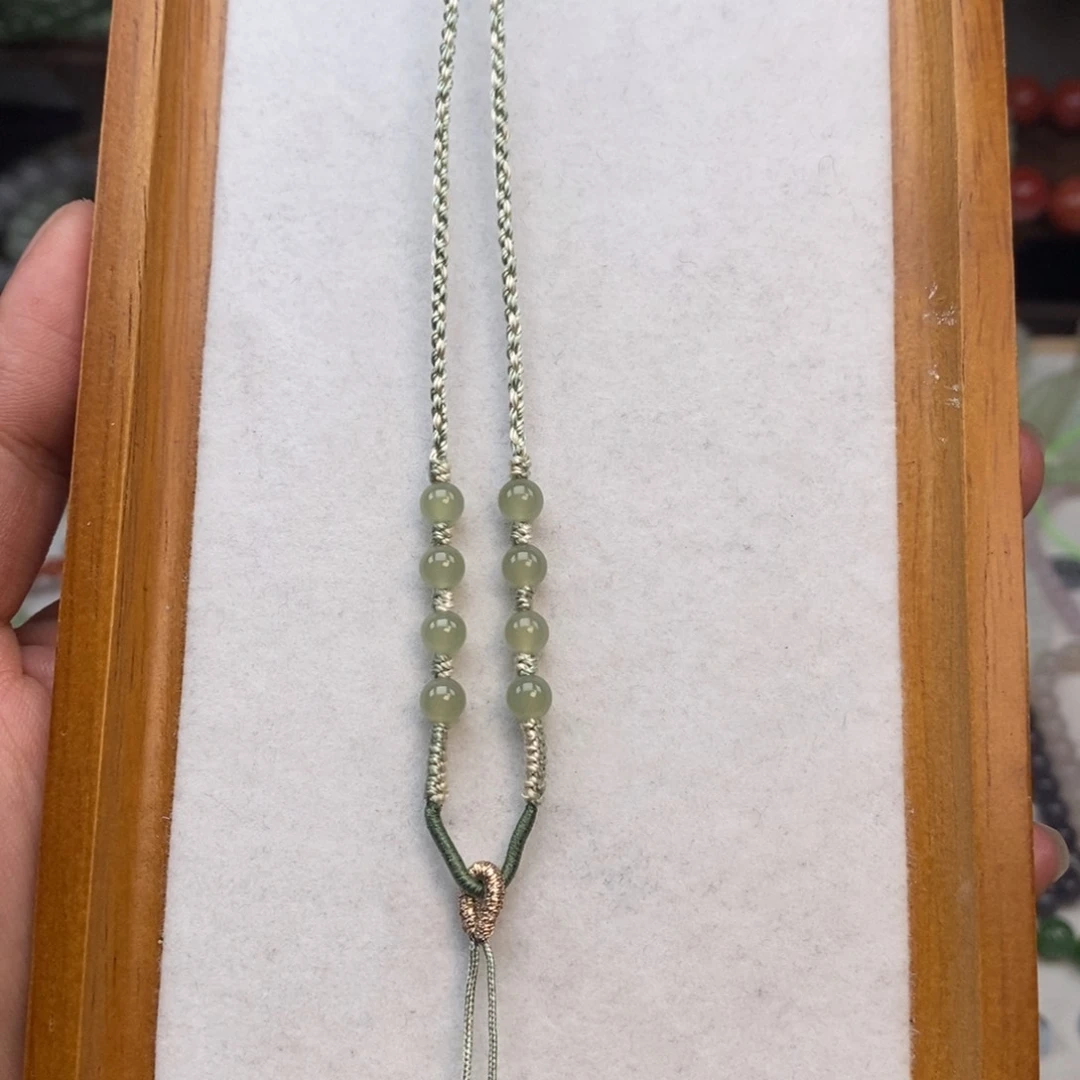 和田玉颈饰未镶嵌念*5mm12+12吊坠绳定制款不退不换