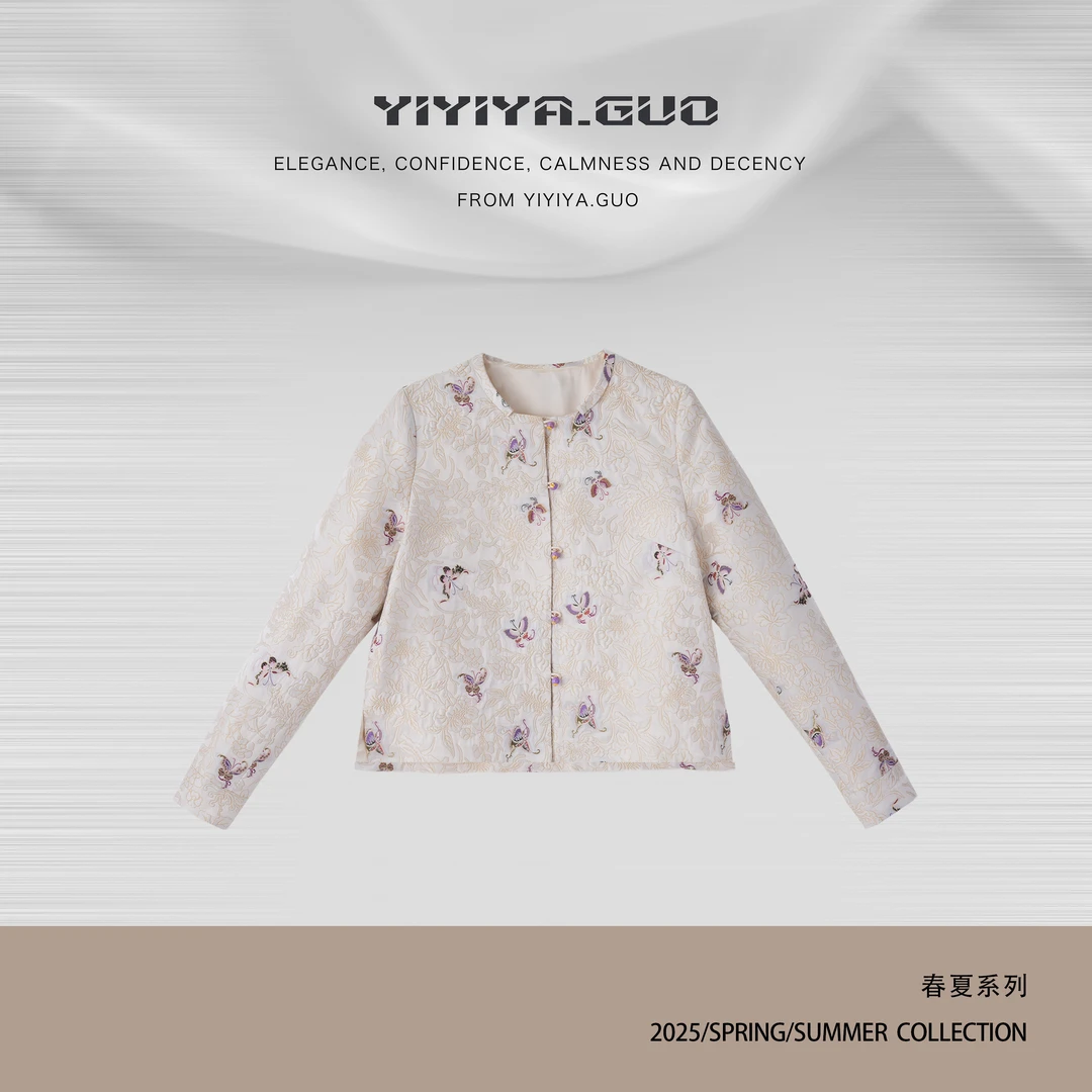yiyiya.Guo艺艺吖【非遗织金云锦·白玉蝶】蝴蝶玉石扣外套2024685