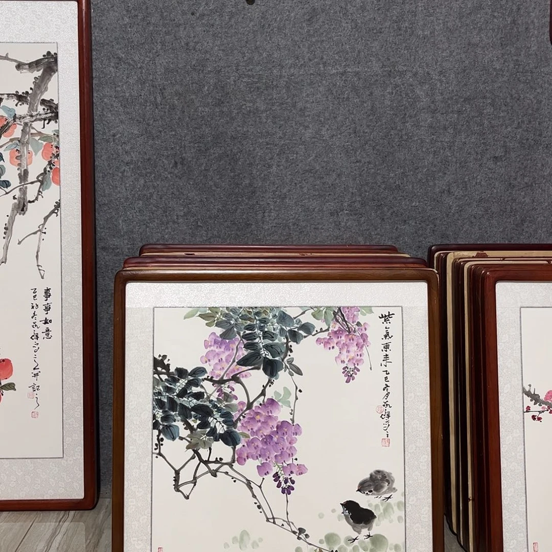 国画书画作品带框63×63