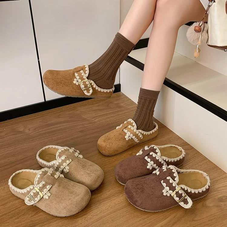 M100-88勃肯鞋舒适品质无限包头平底PU橡胶低跟鞋子2025半拖拖鞋