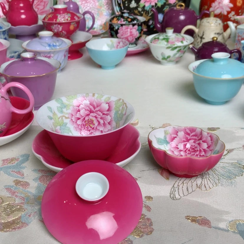 【闪购商品】·**·盖碗加壶承加杯三件套胭脂红套组