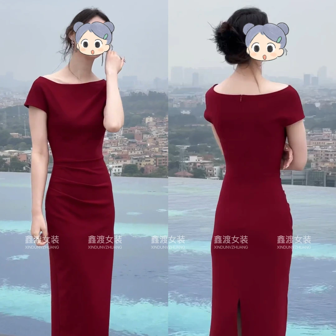 2025春夏新款时尚显瘦气质女士网红洋气连衣裙百搭款D6782