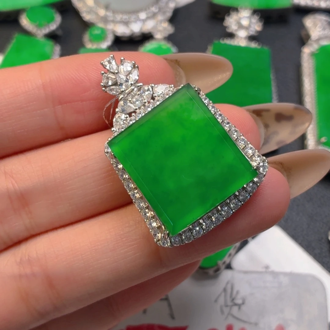 翡翠银S925镶嵌吊坠(不含链)