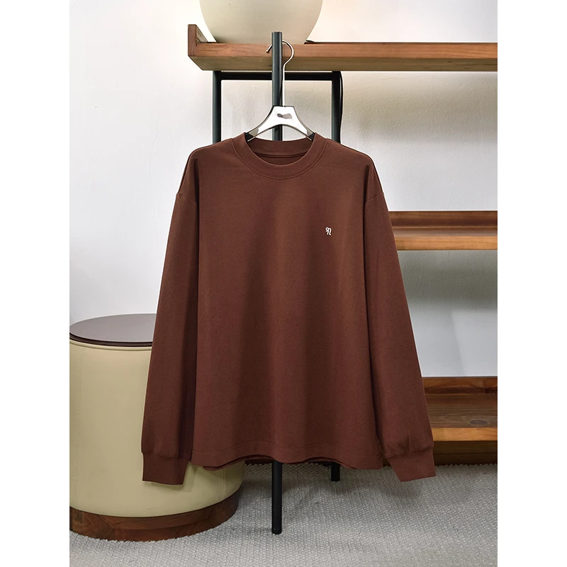 春季新品 圆领长袖刺绣T
