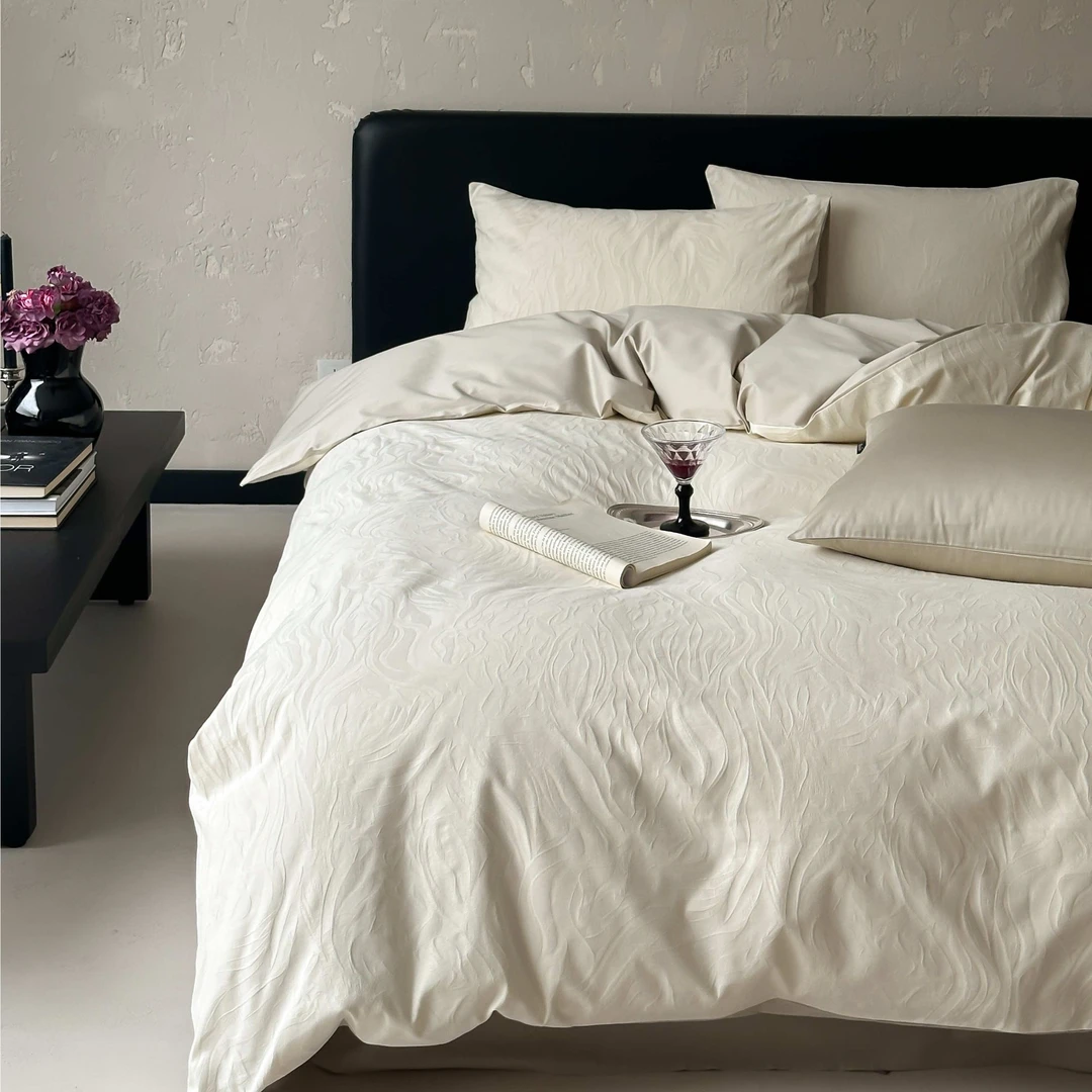 长绒棉系列25年夏新品全棉纯棉单人四件套三件套纯色简约风提花