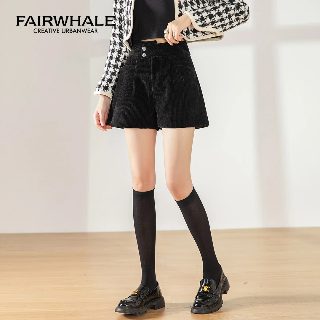 马克华菲女装灯芯绒显瘦百搭休闲短裤 F23037A49【运补贴】