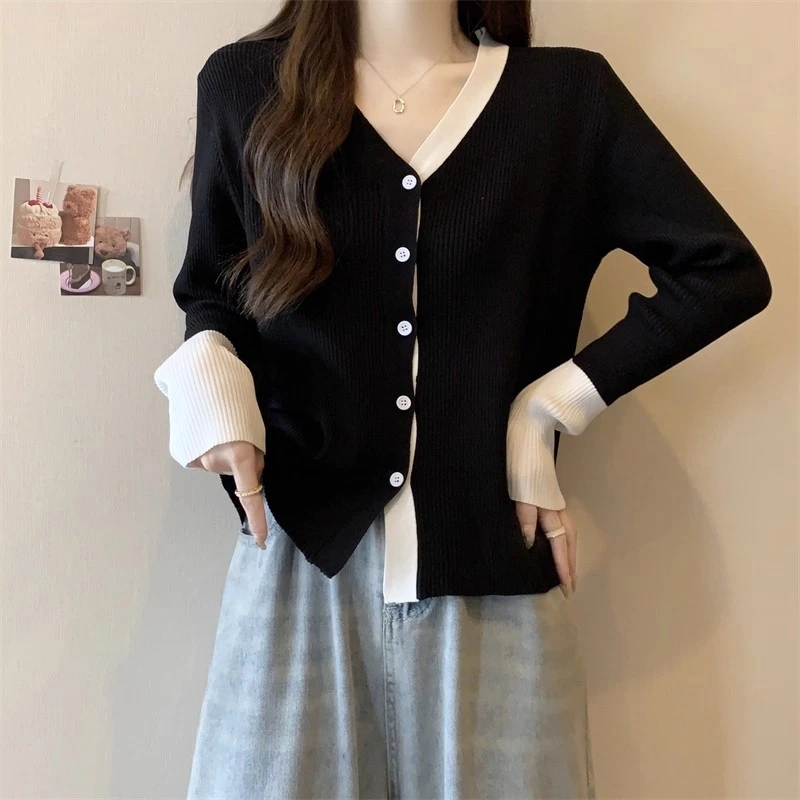 女秋冬遮肉毛衣长袖显瘦百搭毛针织衫v领针织