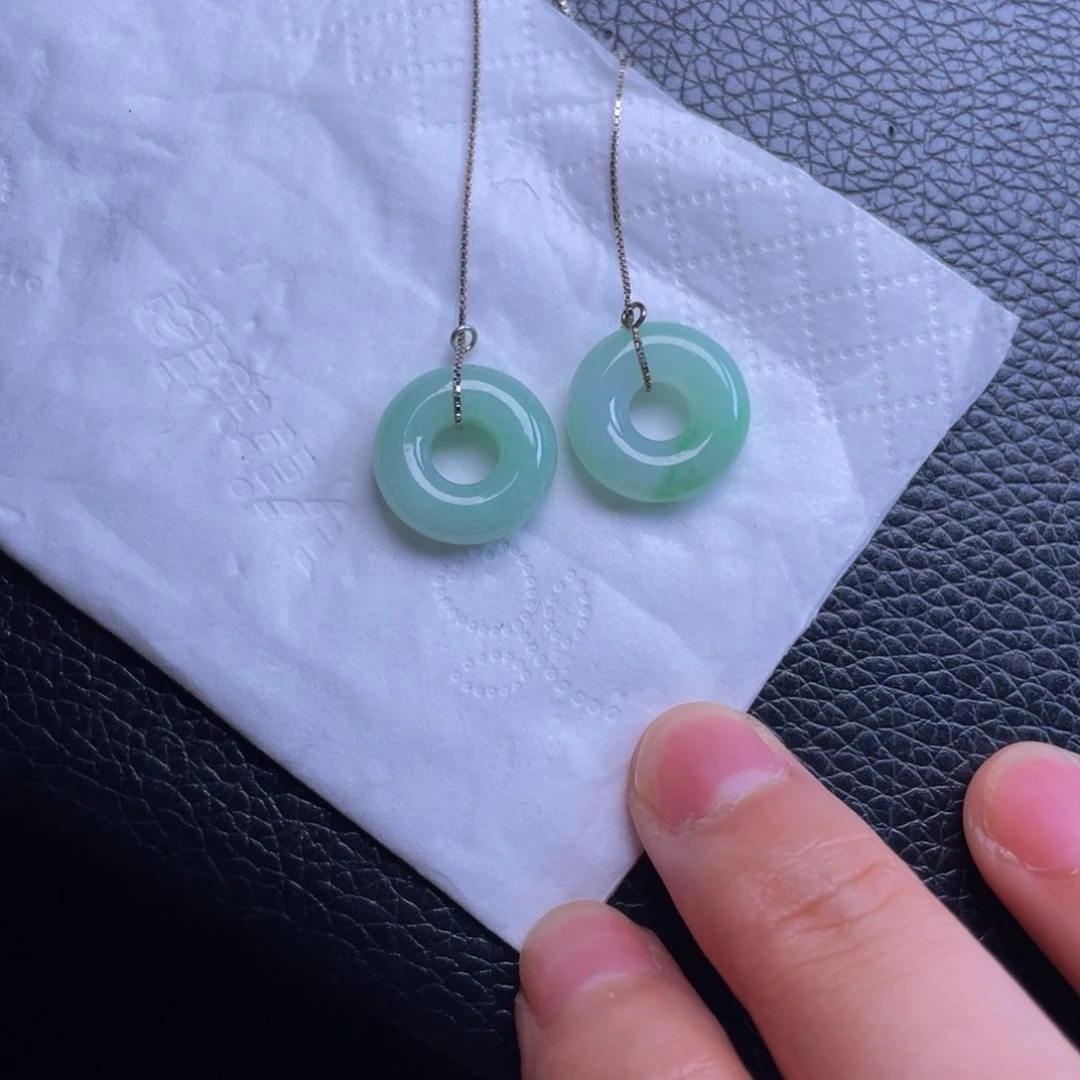 翡翠未镶嵌耳饰甜甜圈耳饰