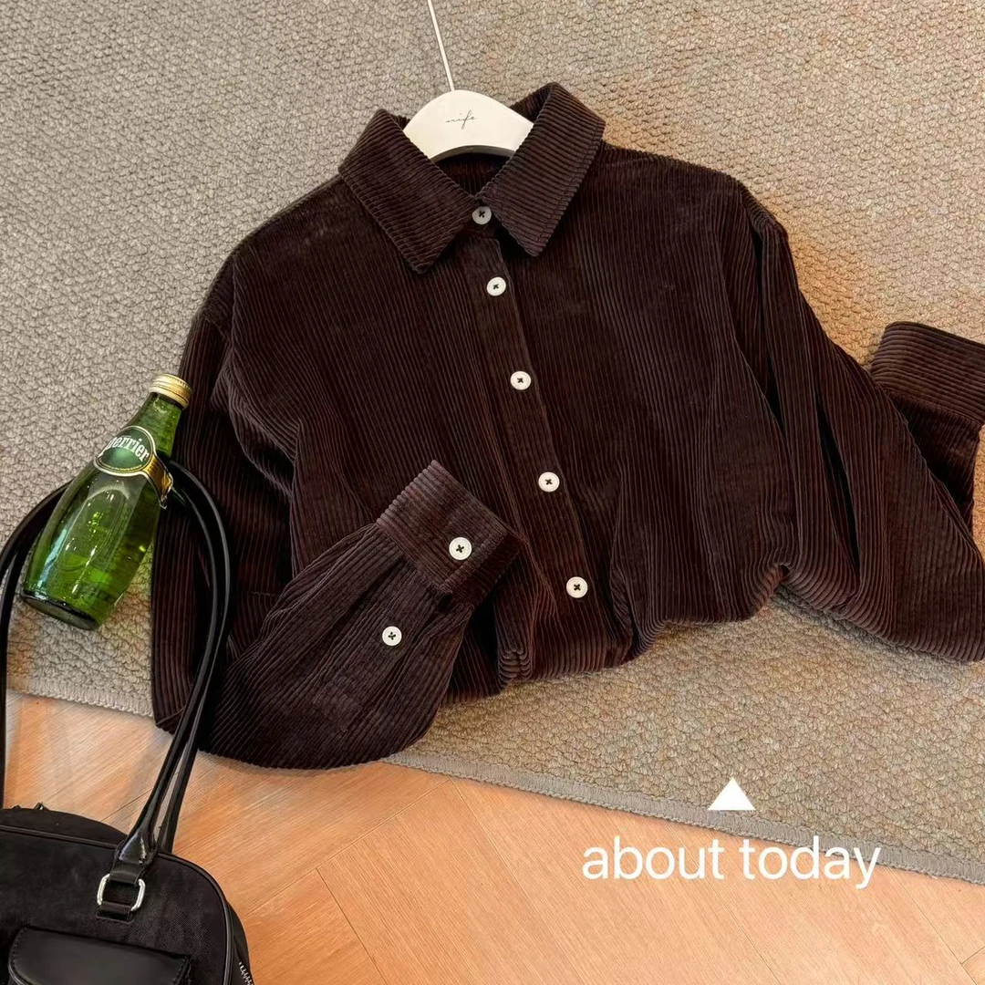 【倚靠时光】自留 初春薄外套感灯芯绒衬衫