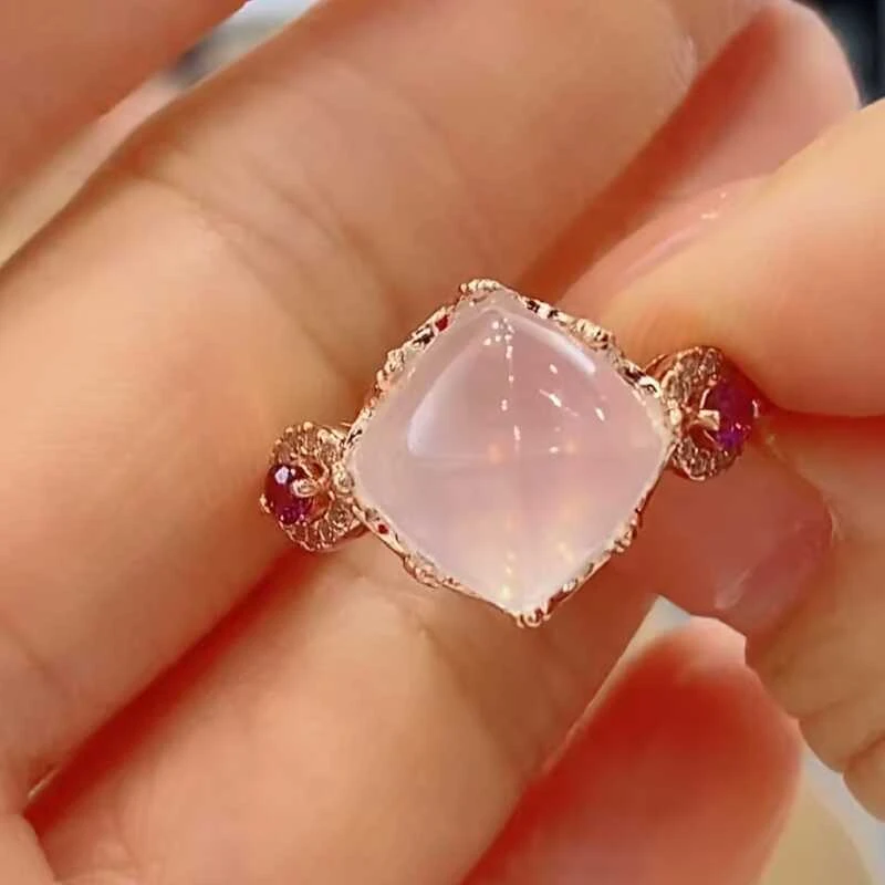 粉水晶戒指S925银9.20/223