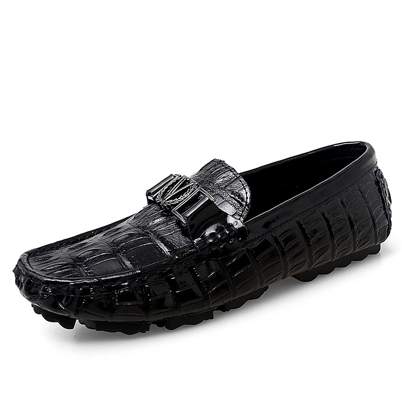 FANMIFAN百搭夏季新款男士豆豆鞋鳄鱼纹透气潮流驾车高档皮鞋W