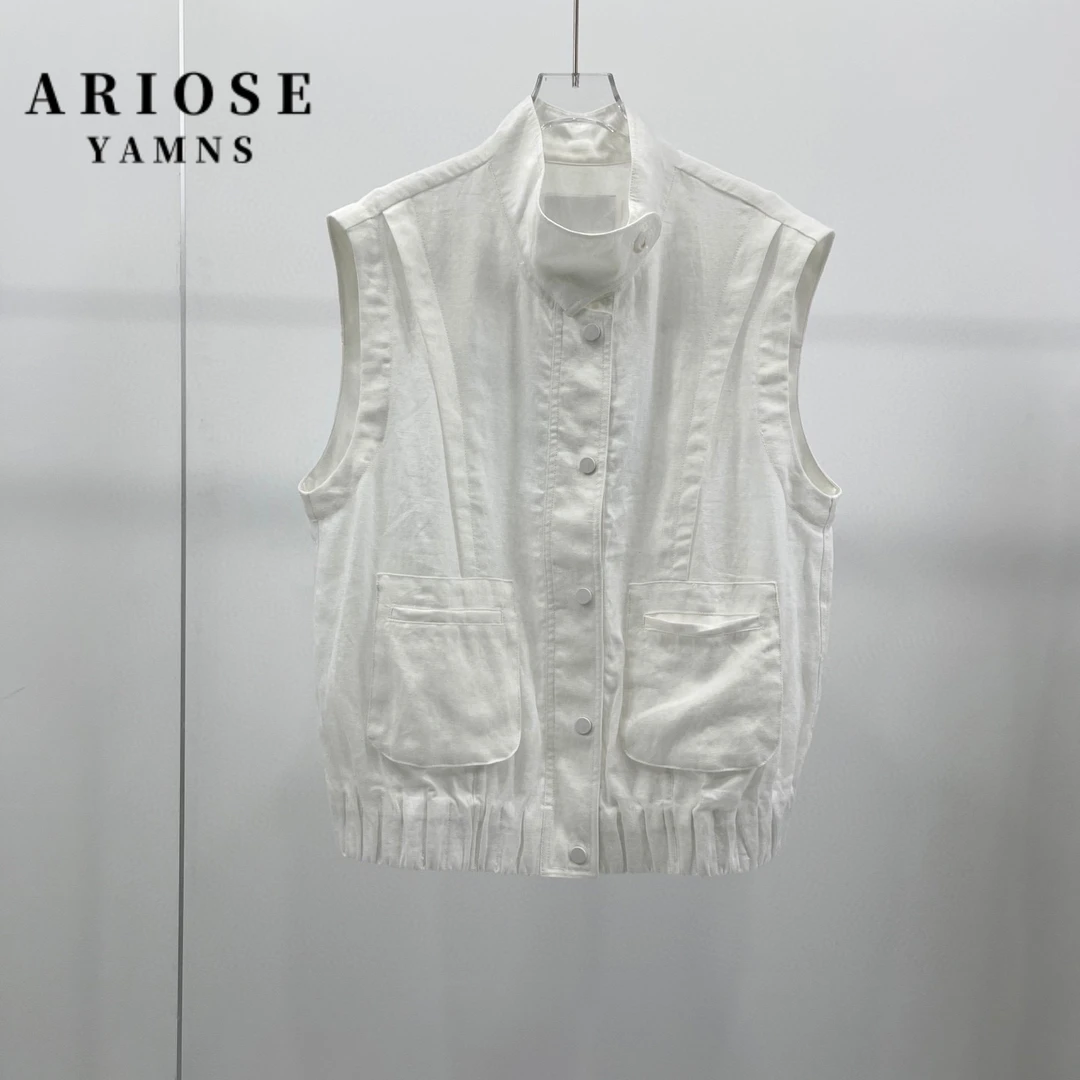 艾诺丝商场同款休闲马甲春夏立领马夹女简约风外搭女装潮流百搭