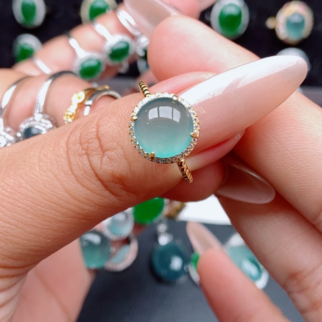 翡翠戒指银S925镶嵌4588