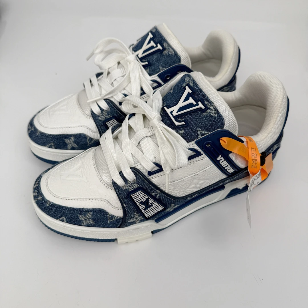 95新 LouisVuitton/路易威登 38码/lv蓝白牛仔trainer/ff0014