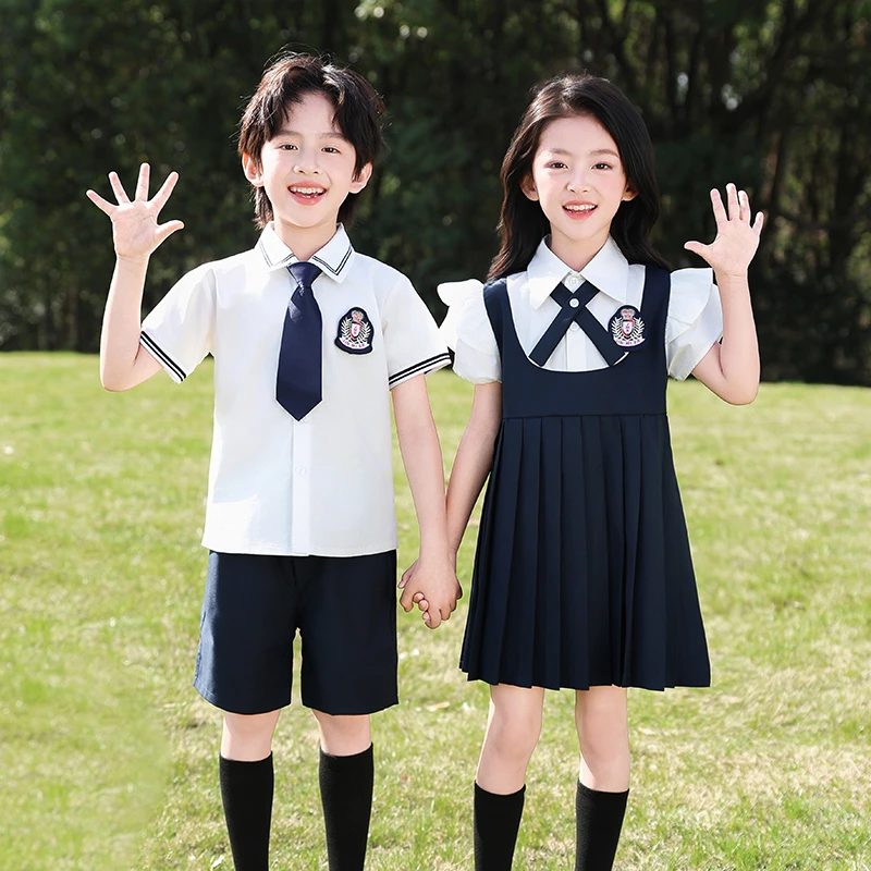 小学生班服诗歌朗诵表演服黑白色英伦幼儿园园服毕业服儿童演出服