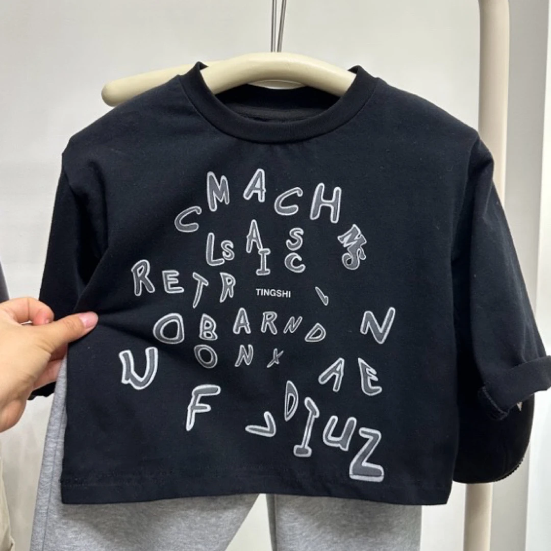 儿童韩版秋季新款字母长袖T恤