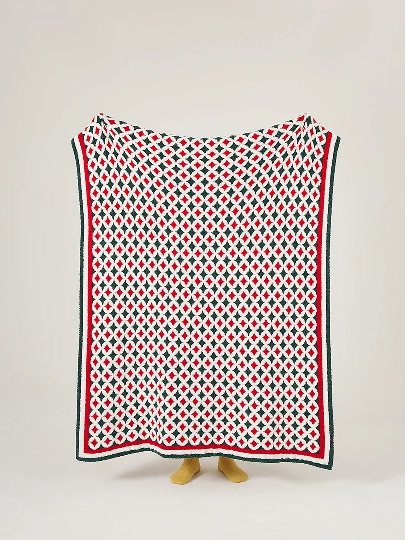 欧美风圣诞满天星简约现代条纹四季半边绒毛毯时尚简约轻奢风空调