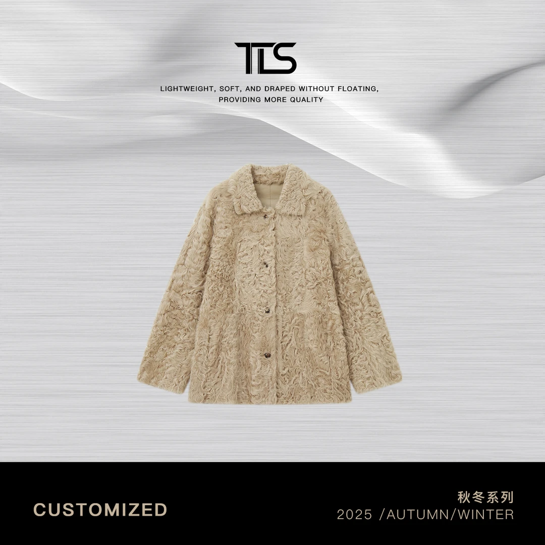 TT【奶茶】两面穿A级小湖羊卷毛保暖皮毛一体大衣H外套PC5035
