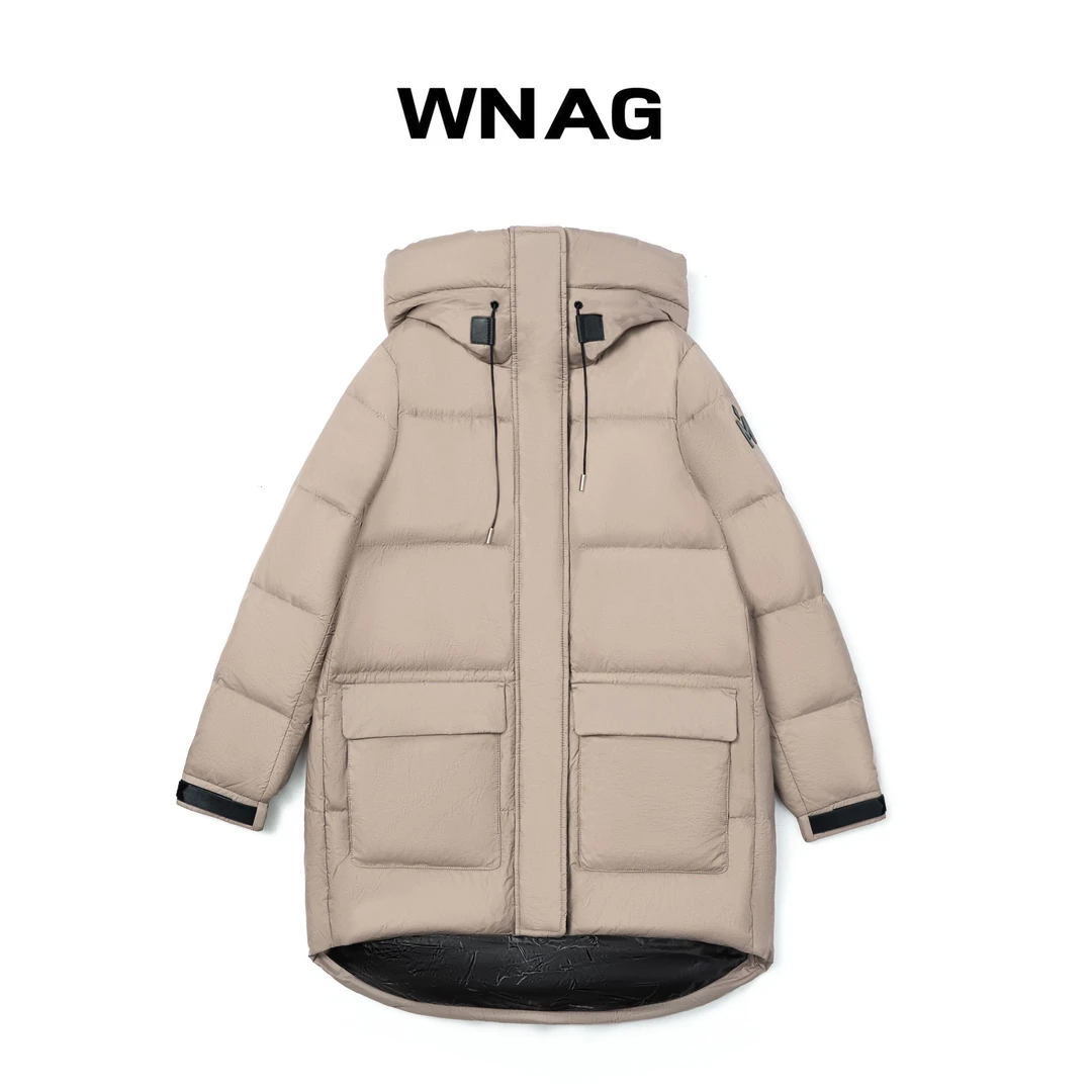 WNAG【言秋】90白鹅绒短款保暖秋冬宽松厚款中款羽绒服女款yj2114