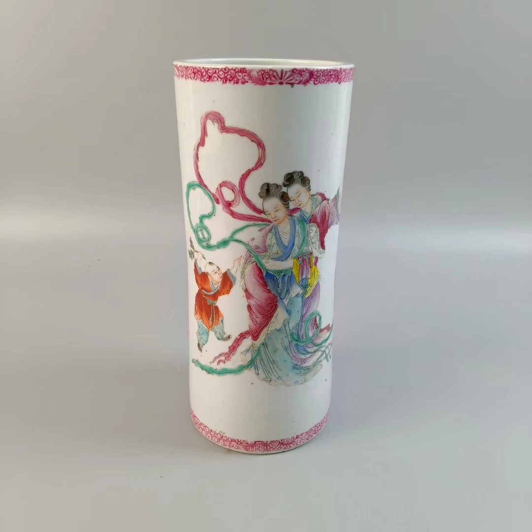 17 161 民国 粉彩人物帽筒-3060014