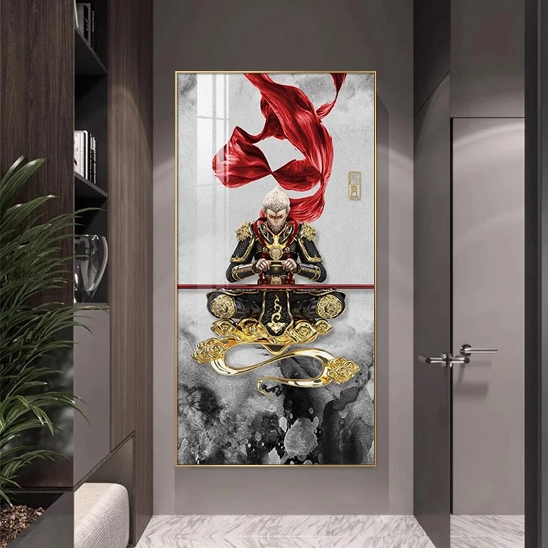 玄关墙入户门壁画大圣归来装饰画黑神话悟空过道挂画齐天大圣