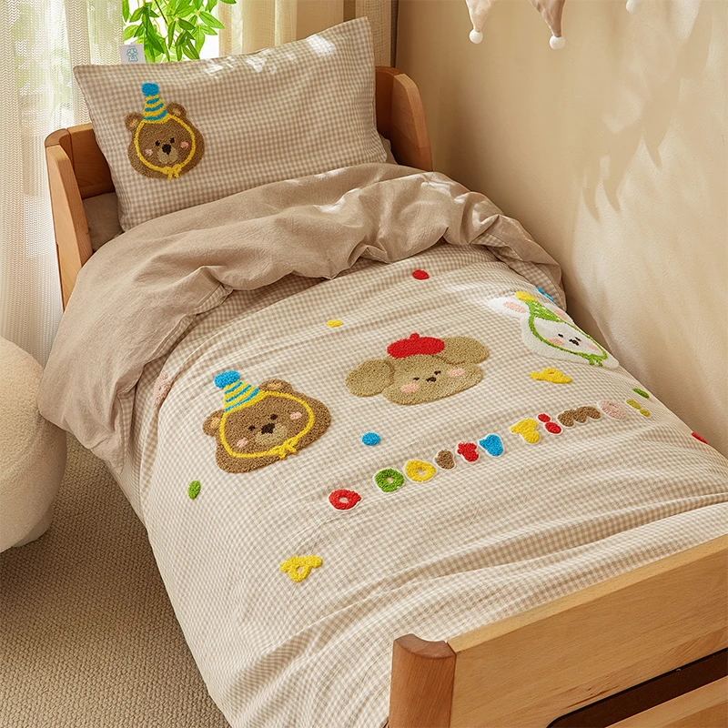 纯棉水洗棉幼儿园被子三件套宝宝入园专用被套被褥六件套儿童床品