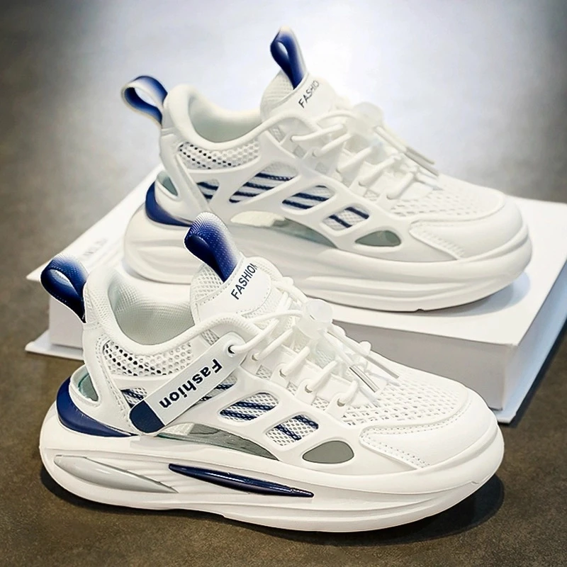 安踏联名男童小白鞋夏季却爱新款儿童透气单网运动鞋镂空凉鞋