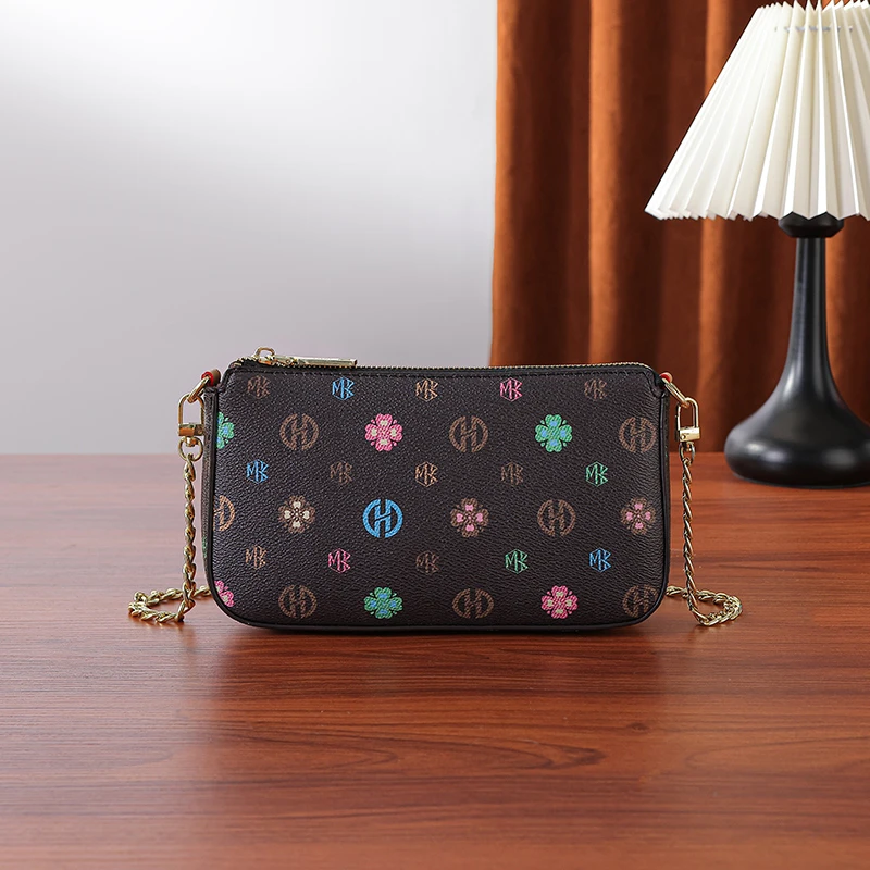 正品轻奢真皮高级感小包麻将包单肩斜挎链条包小方包2025新款女包