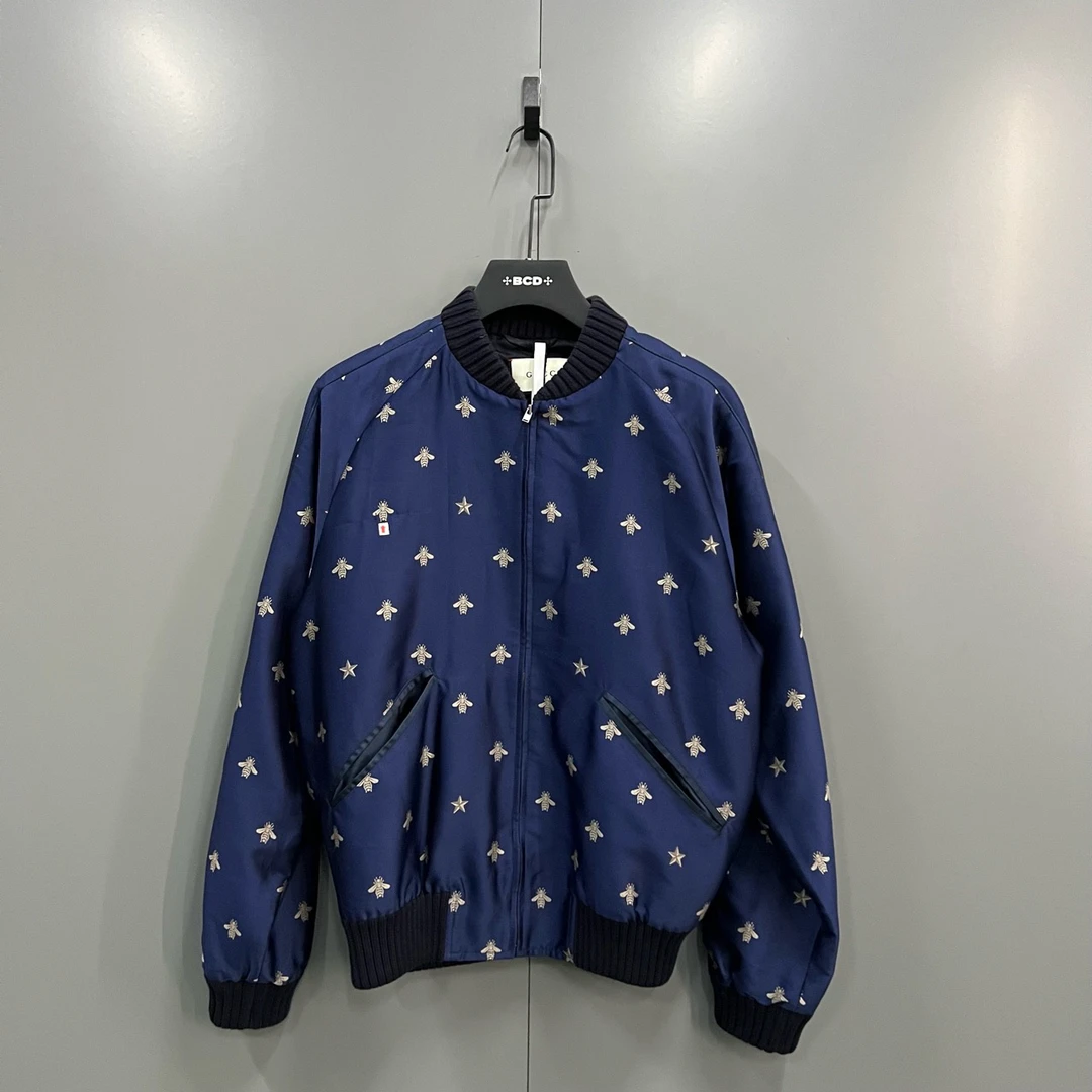 95新 GUCCI/古驰 蜜蜂刺绣棒球夹克 46码/13000/