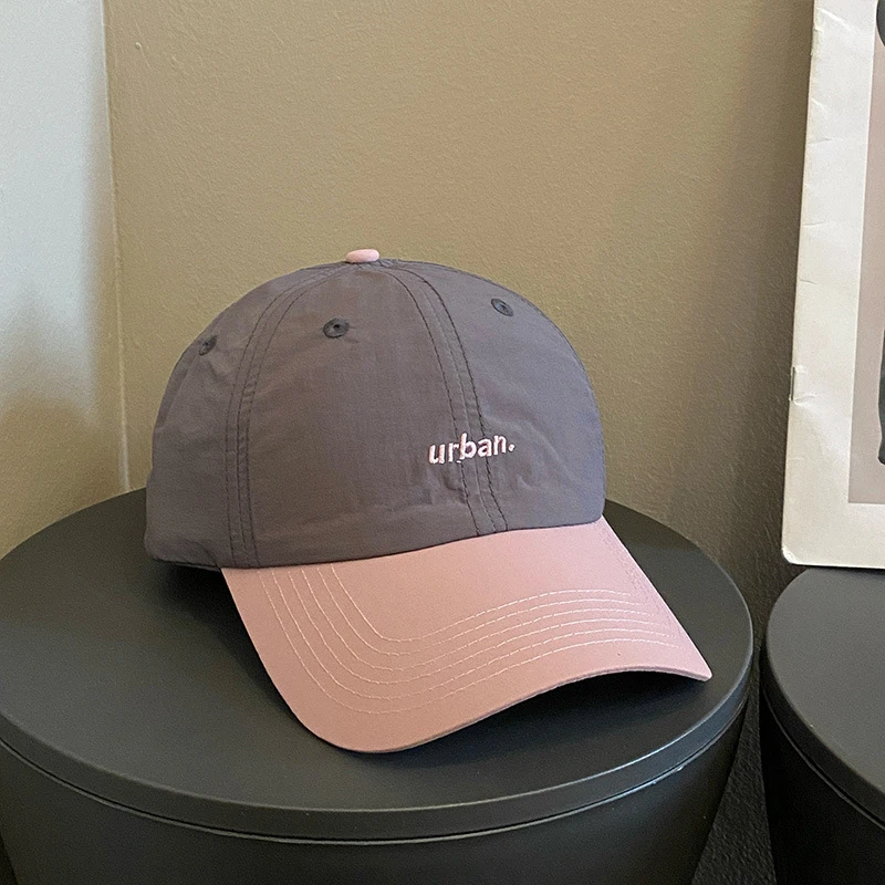 春夏季新款速干灰拼粉高级感色棒球帽